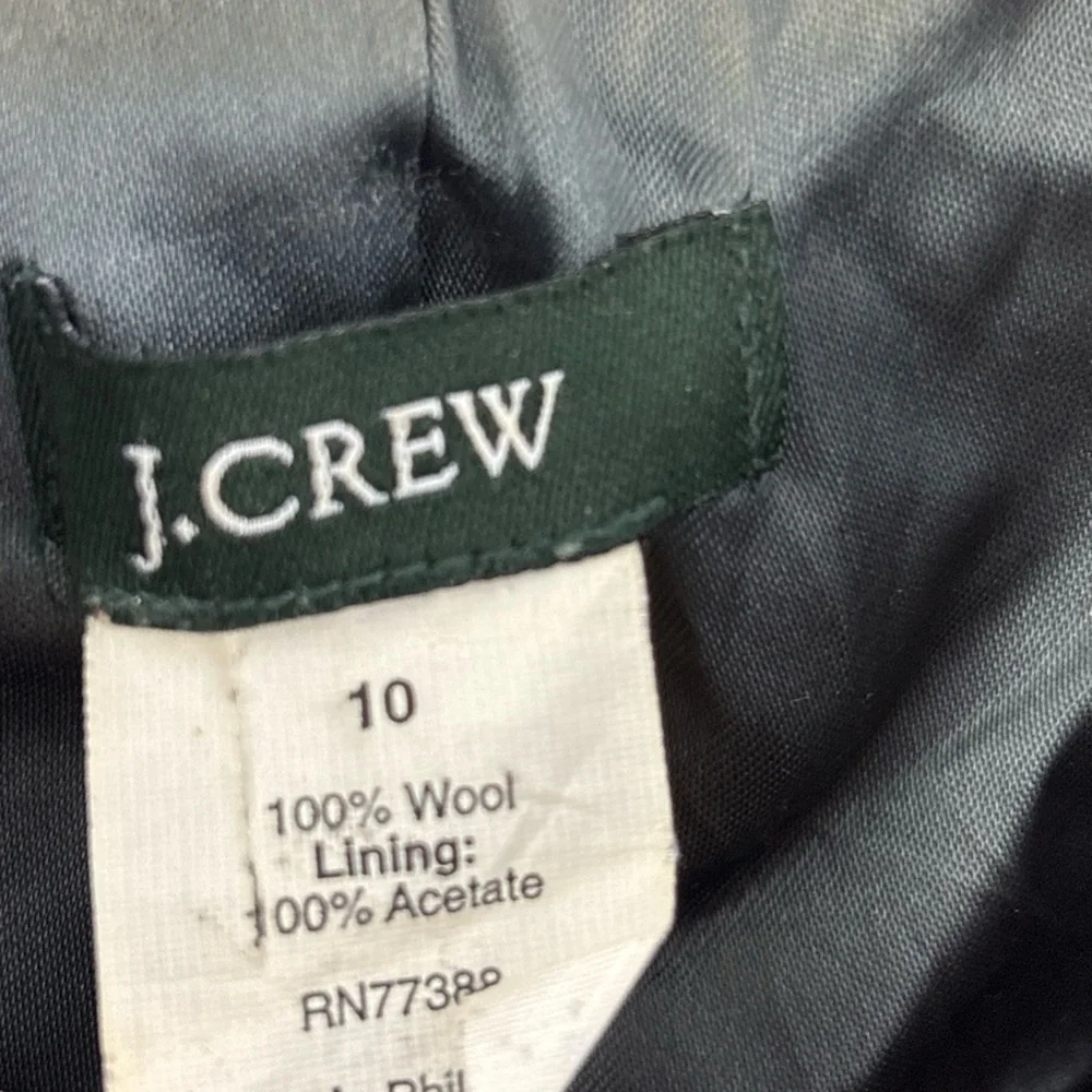 J Crew Fiona Ruffle Black Wool Tweed Jacket Blazer Size 10 Buttons
